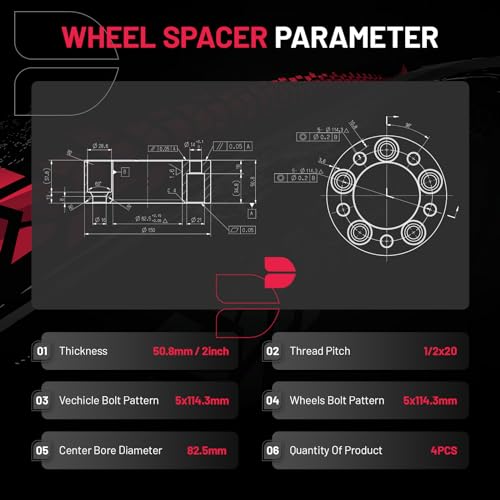 Espaciadores de rueda BDFHYK 5x114.3mm 2 pulgadas - Imagen 4