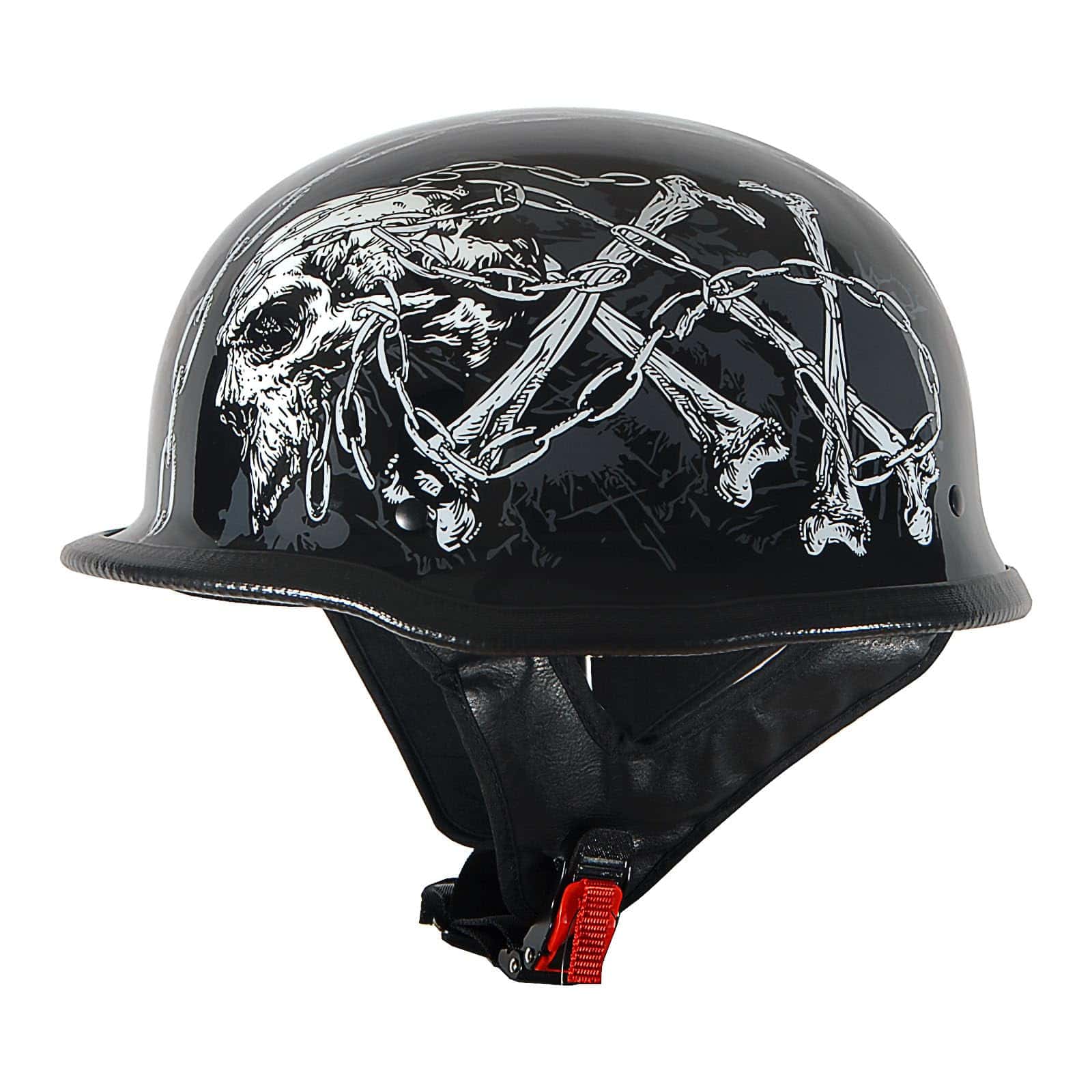 Casco de media cara para motocicleta 1Storm -Chain Skull