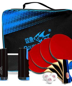 Set de 4 Raquetas de Ping Pong Double Fish, 6 Pelotas de