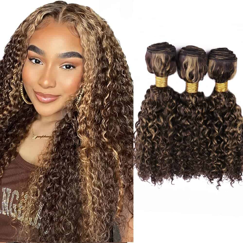 Mechones de Onda Rizada y Ombre Rubia - Cabello Humano,