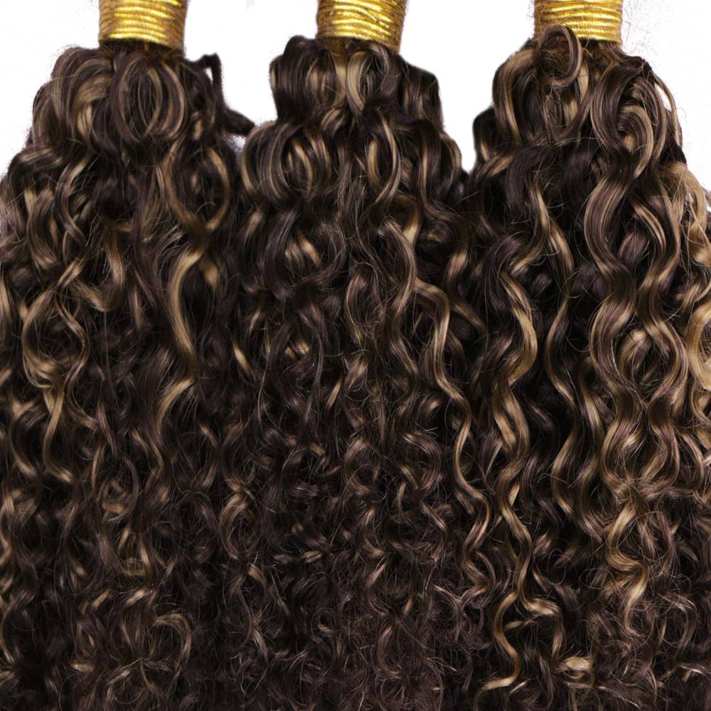 Mechones de Onda Rizada y Ombre Rubia - Cabello Humano, - Imagen 6