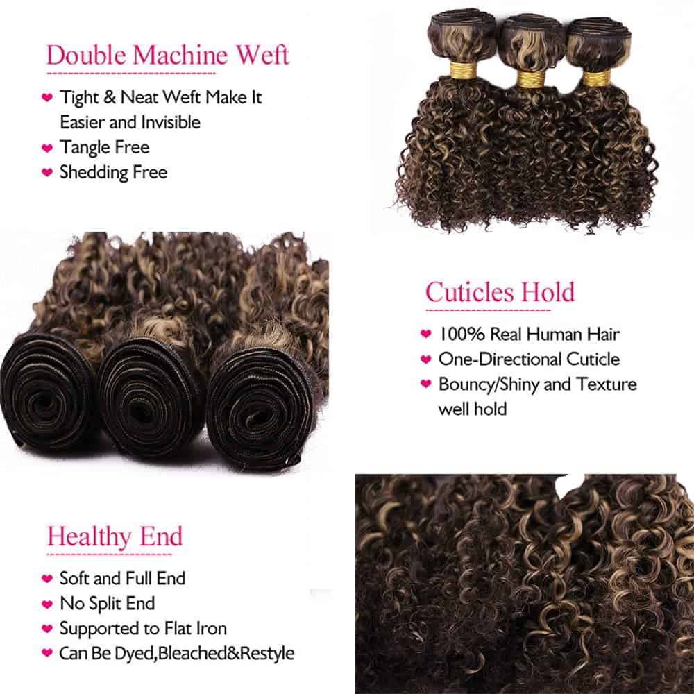 Mechones de Onda Rizada y Ombre Rubia - Cabello Humano, - Imagen 5