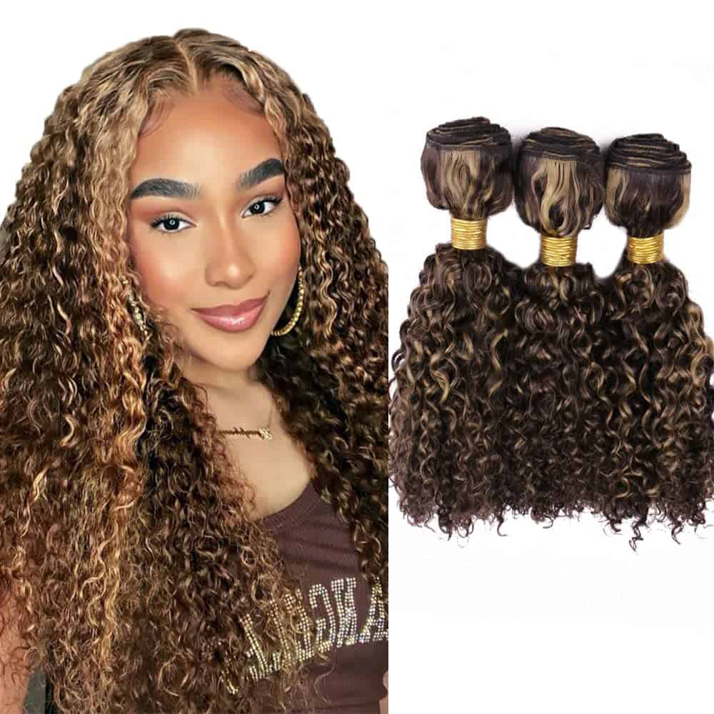 Mechones de Onda Rizada y Ombre Rubia - Cabello Humano, - Imagen 8