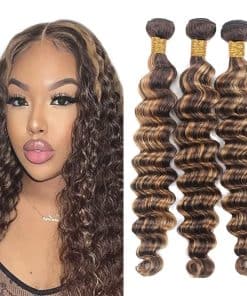 Mechones de onda profunda rubia destacada #P4/27, paquetes