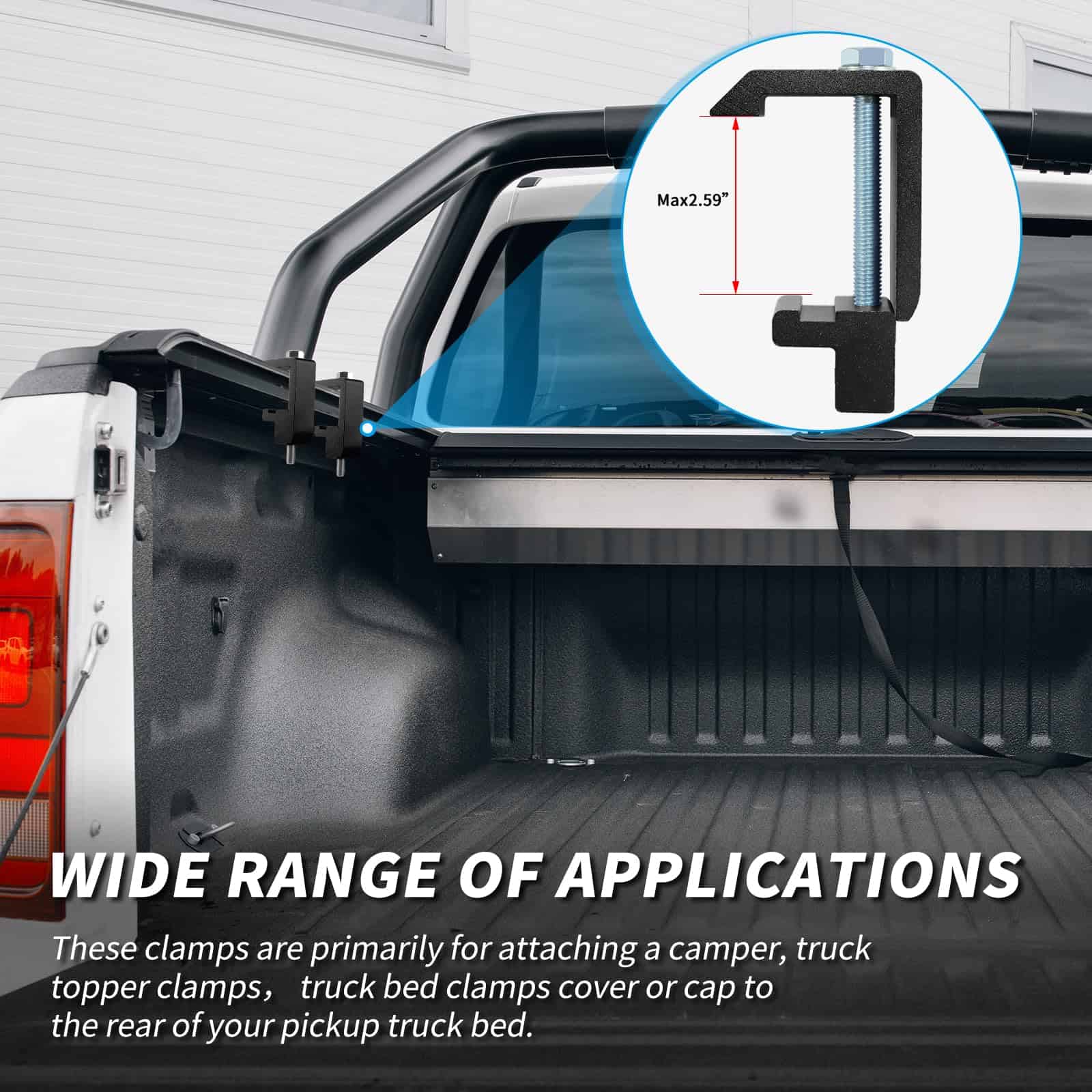 Abrazaderas de cama de camión QYMOPAY - 8PCS Negras para - Imagen 6