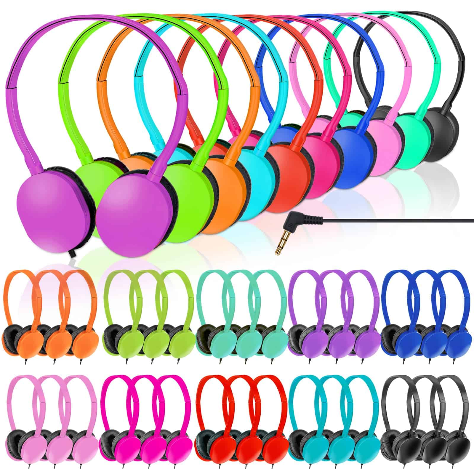 Audífonos para niños a granel de 50 paquetes para escuela,