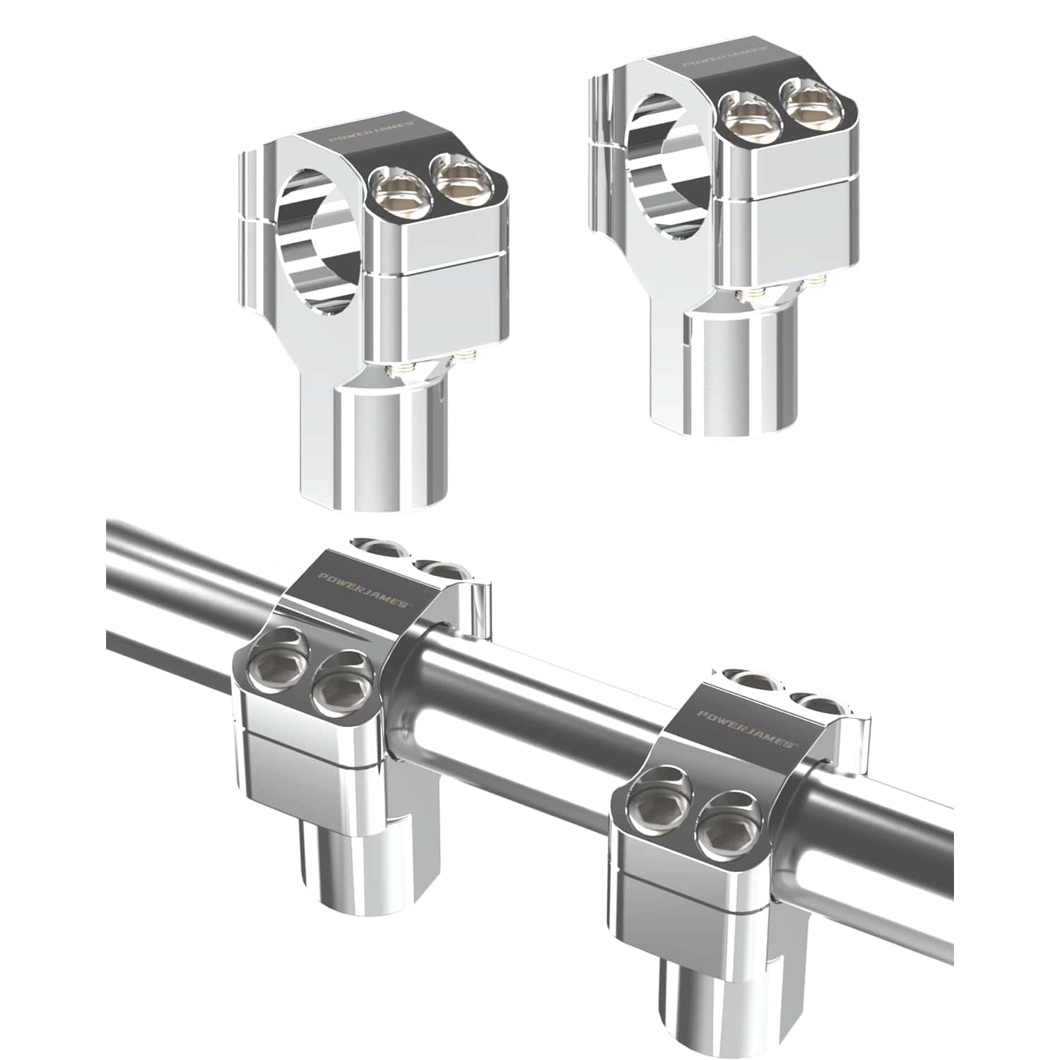 PWOER JAMES 2.0" Elevadores cromados para manillar que se - Imagen 4