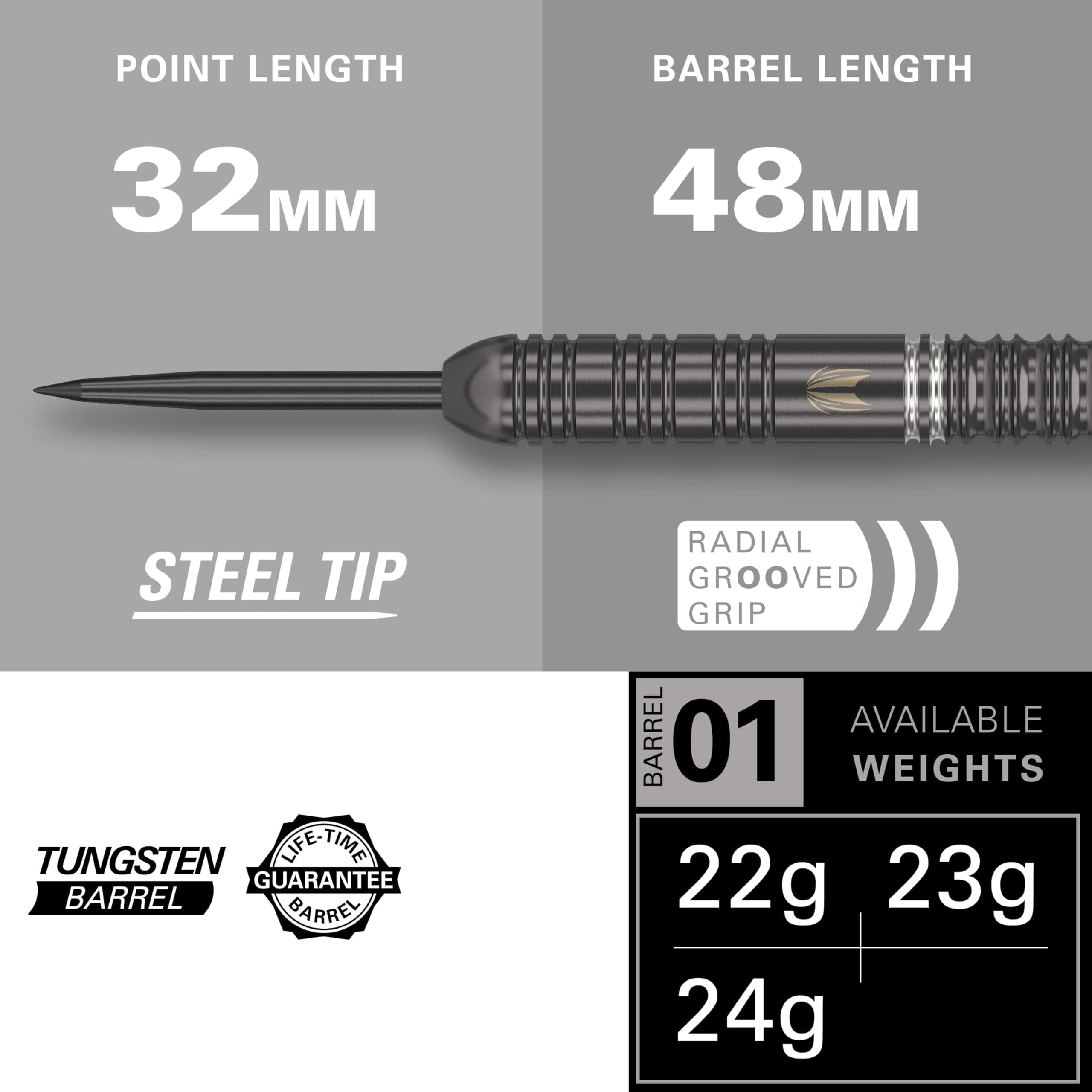 Set de Dardos de Punta de Acero TARGET Ares 22G - 6 Ejes - Imagen 3