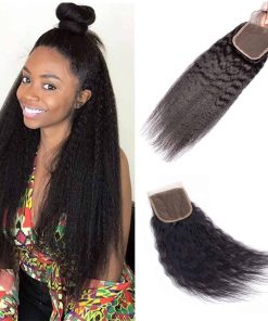 Cierre de Encaje de Kinky Straight Brasileño 4x4 100%