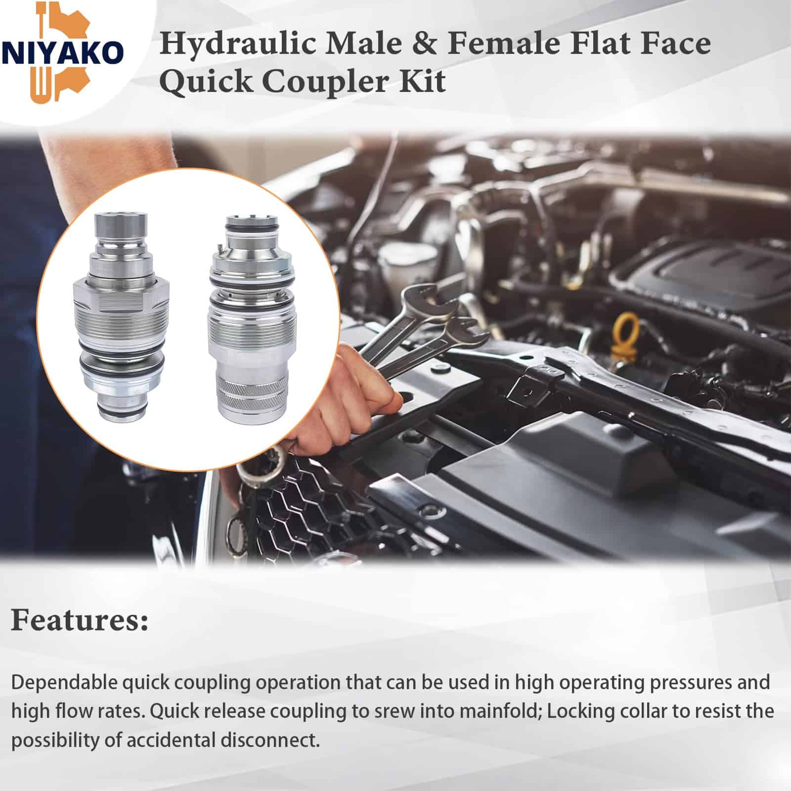 Kit de Acoplador Rápido Plano Hidráulico Macho & Hembra de - Imagen 6