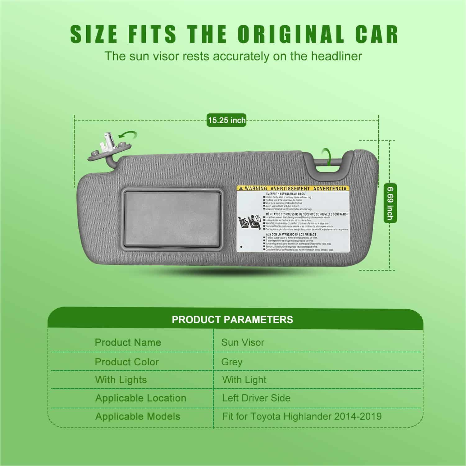 Visera del lado izquierdo del conductor para Toyota - Imagen 5