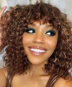 Pelucas de Cabello Humano Rizado con Reflejos de 12" con