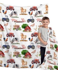 Manta de bebé con animales de granja Buyyet, manta de