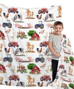Manta para bebé con animales de granja, manta neutra de