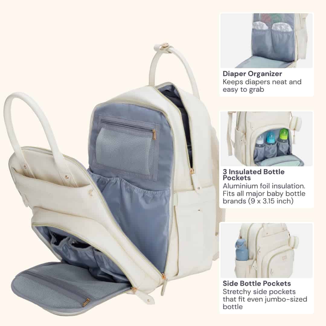 Mochila de pañales de piel BabbleRoo - Bolsa de viaje para - Imagen 4