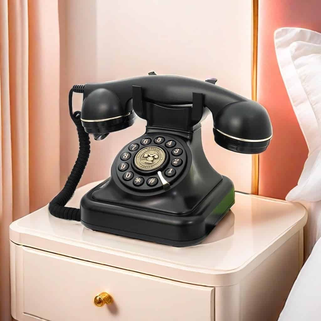 Teléfono Fijo Retro para Hogar, TelPal con Cable Negro, - Imagen 3