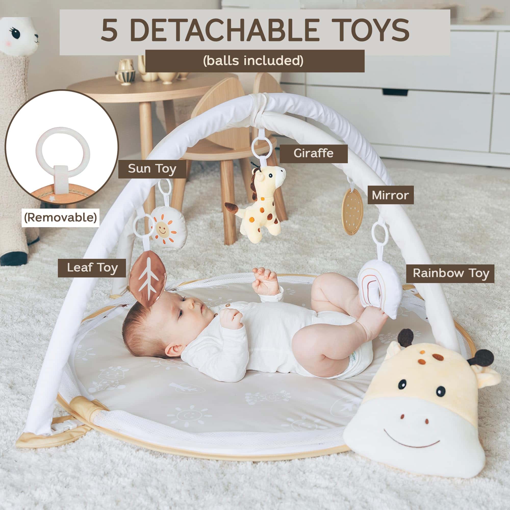 Aila+Aiden 6-in-1 XL Tapete de Juego y Gimnasio para Bebés, - Imagen 4