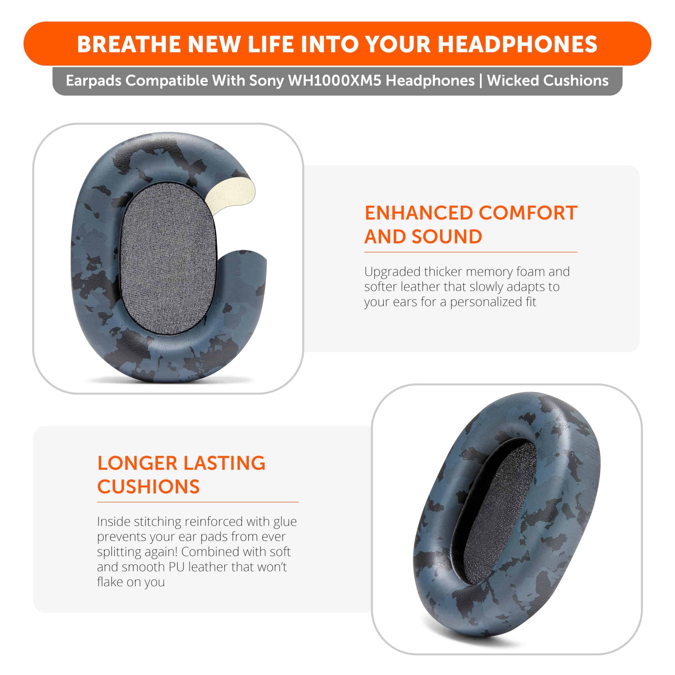 Almohadillas WC Wicked Cushions Extra Gruesas para Sony XM5 - Imagen 5