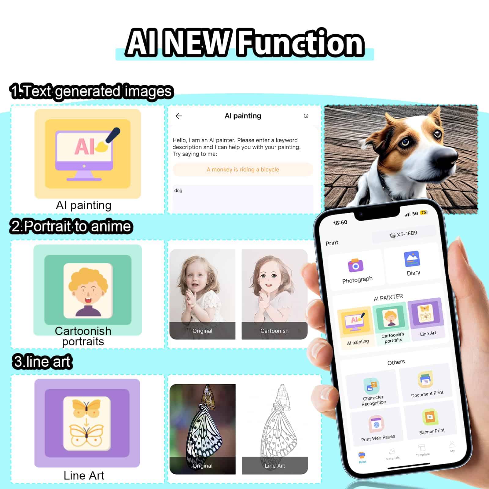 HuiJuKeJi Print Pod Mini Impresora térmica con 10 Rollos de - Imagen 5