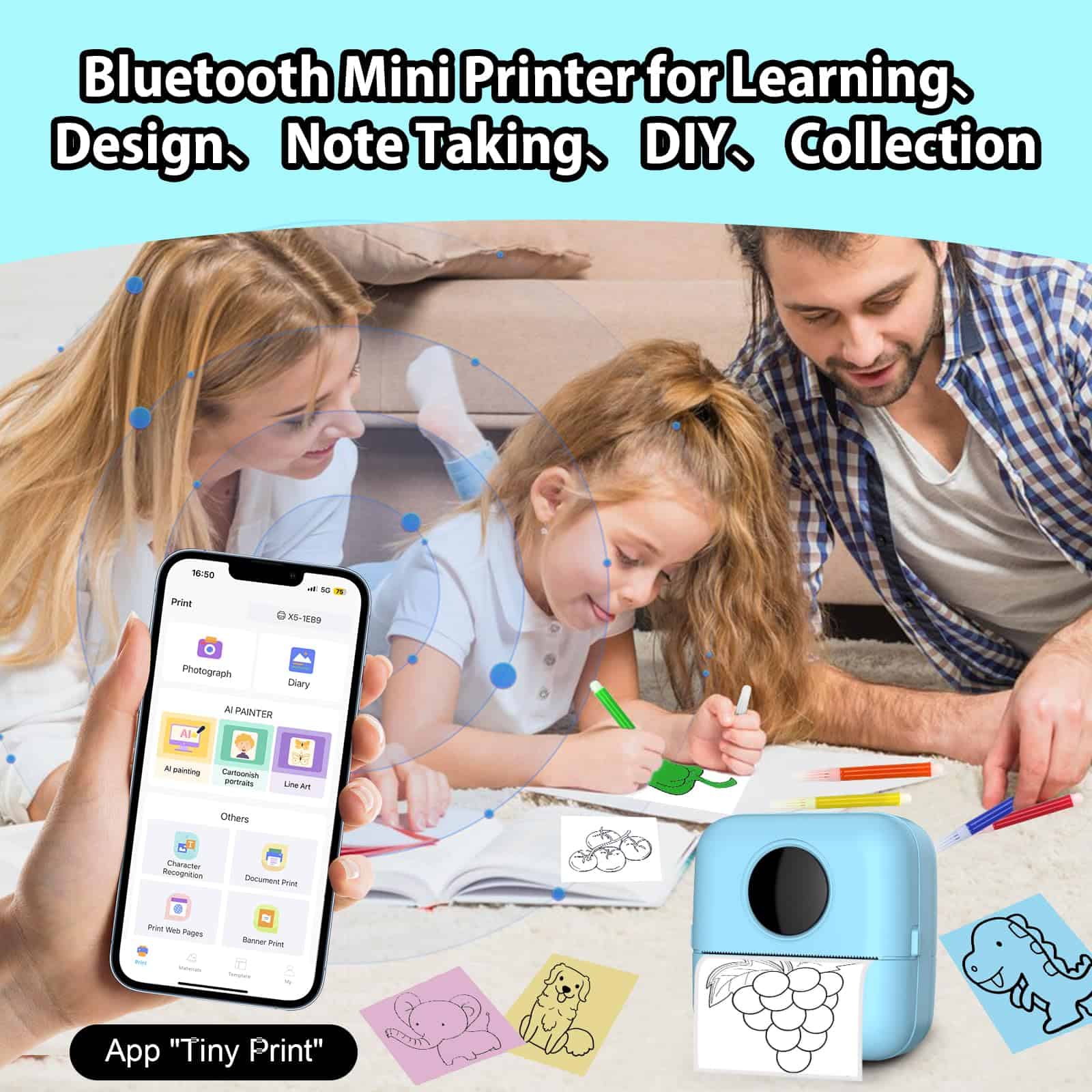 HuiJuKeJi Print Pod Mini Impresora térmica con 10 Rollos de - Imagen 4