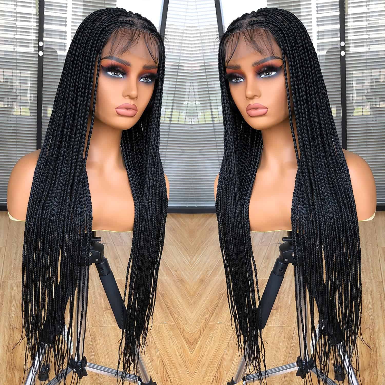 Peluca de Encaje Frontal Completa de Doble Trenza de 36" - Imagen 3