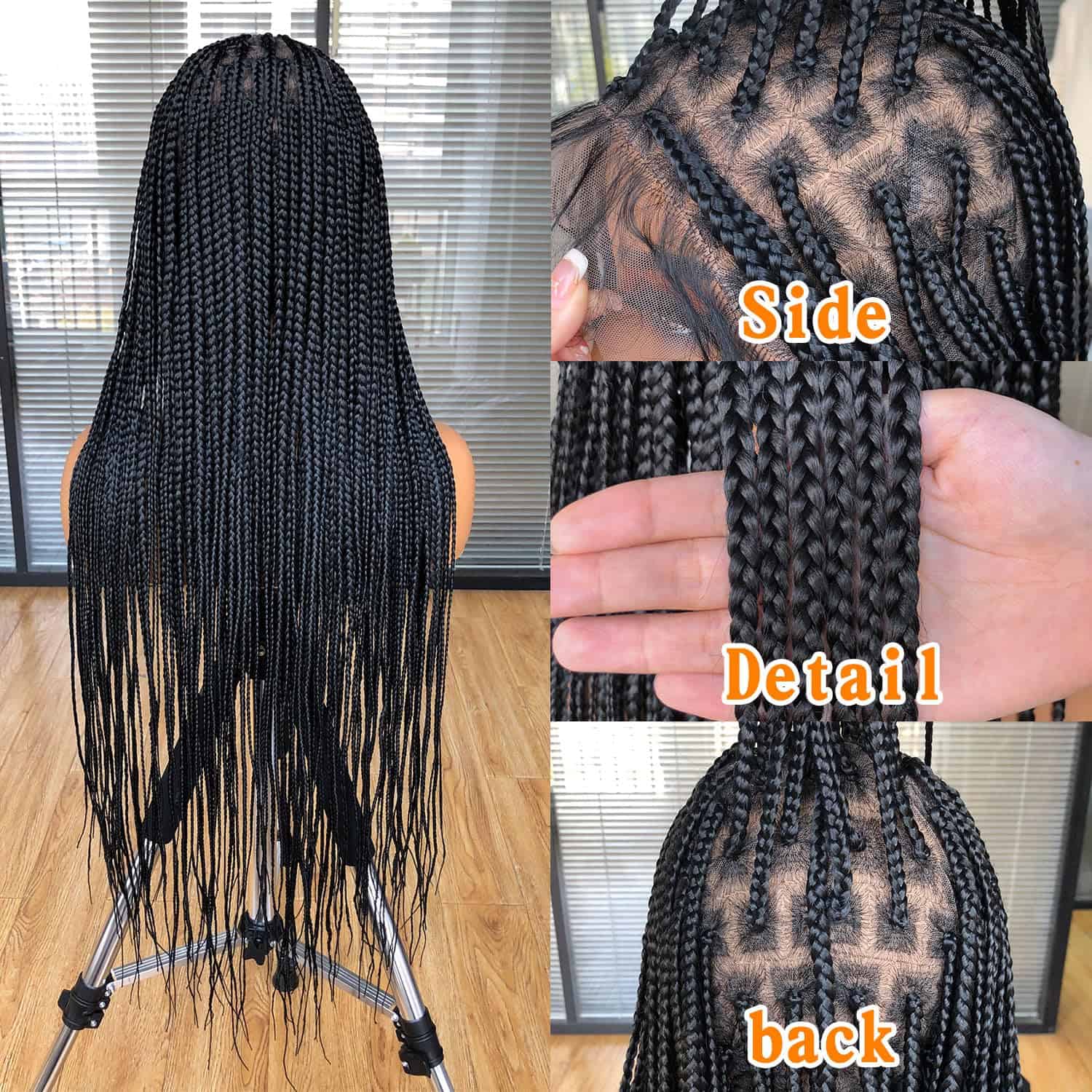 Peluca de Encaje Frontal Completa de Doble Trenza de 36" - Imagen 5