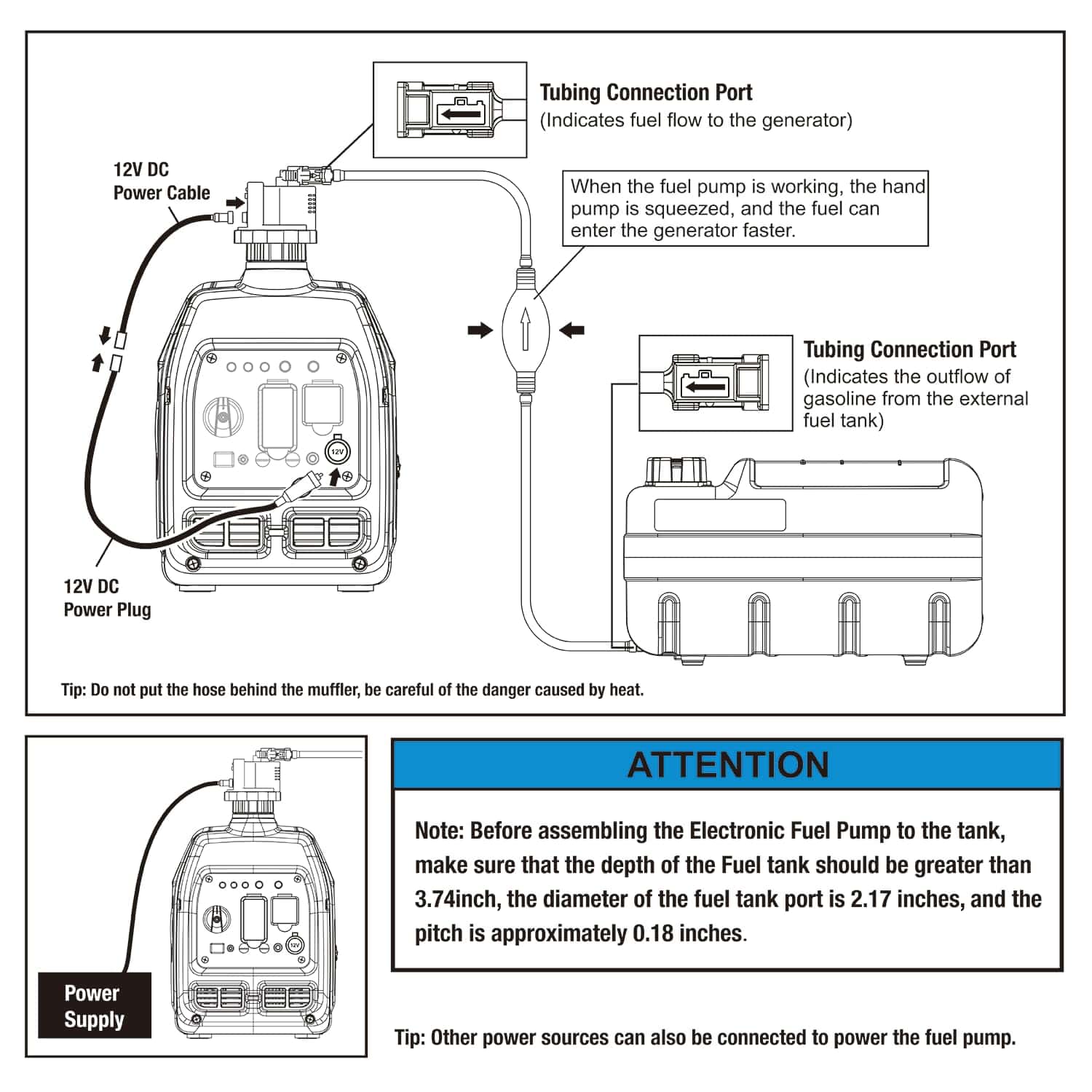 Bomba de Combustible Eléctrica de Gasolina GENMAX12V DC - Imagen 6