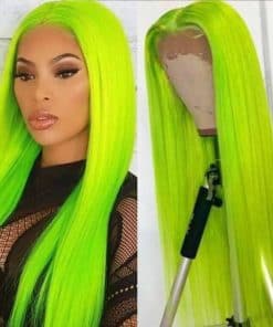 Pelucas de Encaje Frontal Largo Recto en Verde Neón TaBeWay