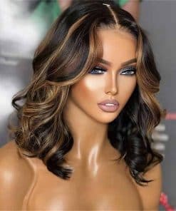 Pelucas de Encaje Frontal Corto AimeileMiss Castaño Oscuro