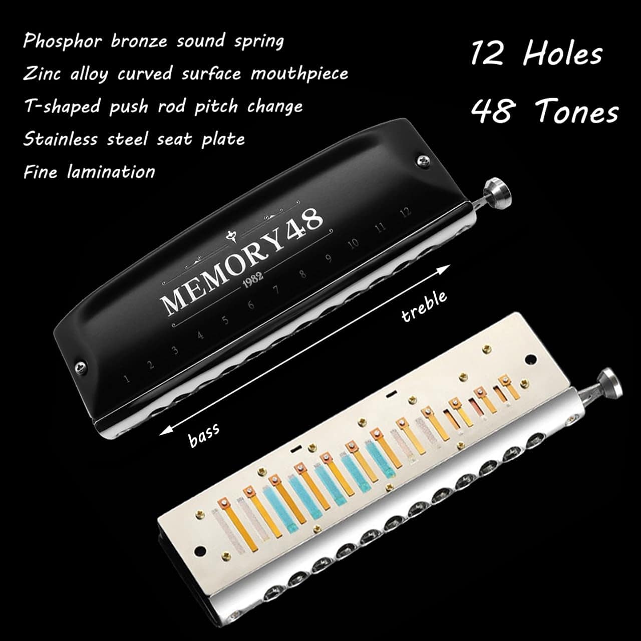 Armonica Cromática de 12 Agujeros 48 Tonos en Clave de Do - Imagen 3