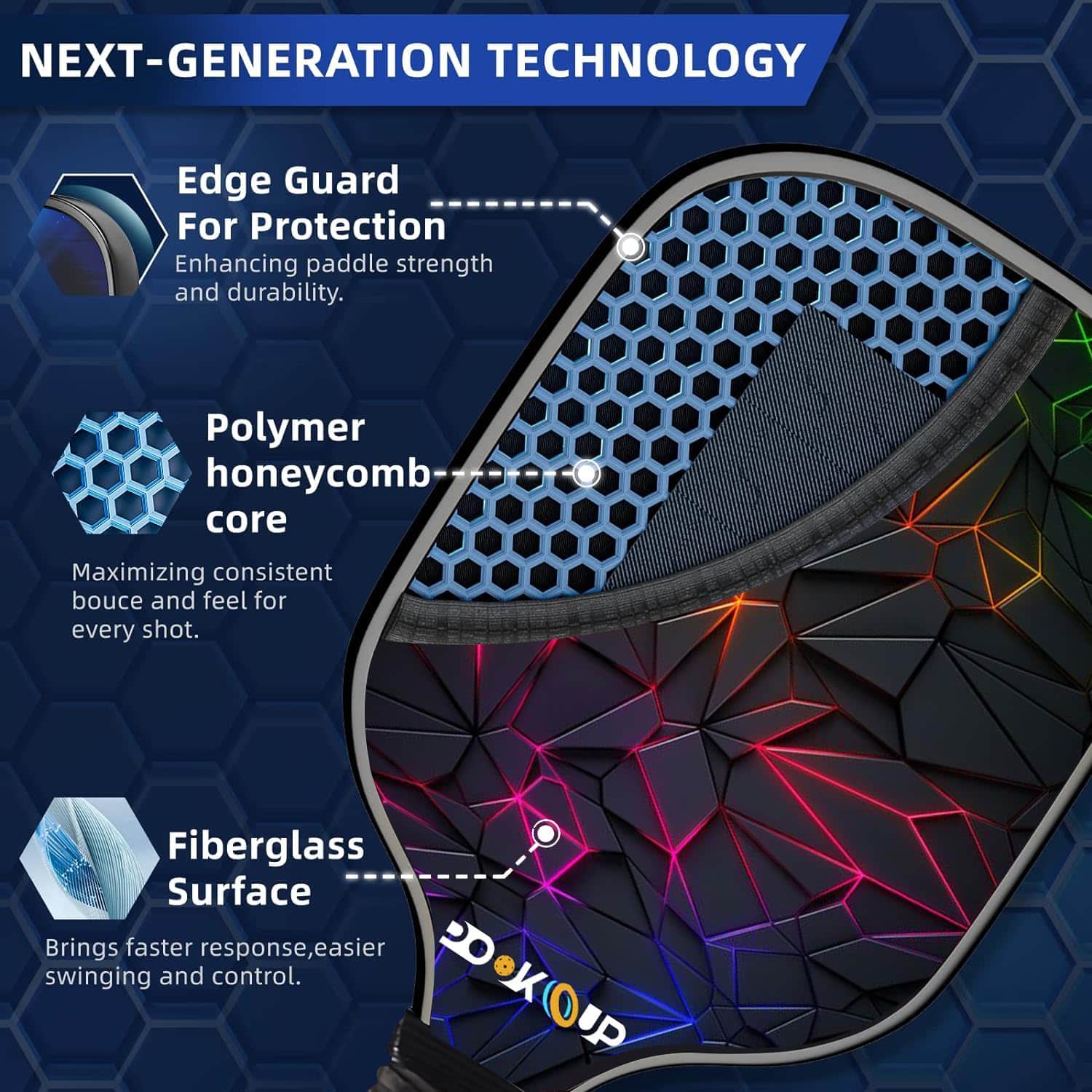Set de Pickleball Premium POOK UP - Azul/Negro, Paquete de - Imagen 4