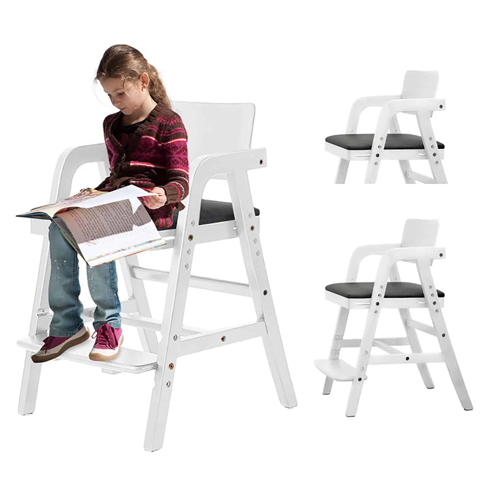 Silla alta de madera maciza ALeesing para niños pequeños a