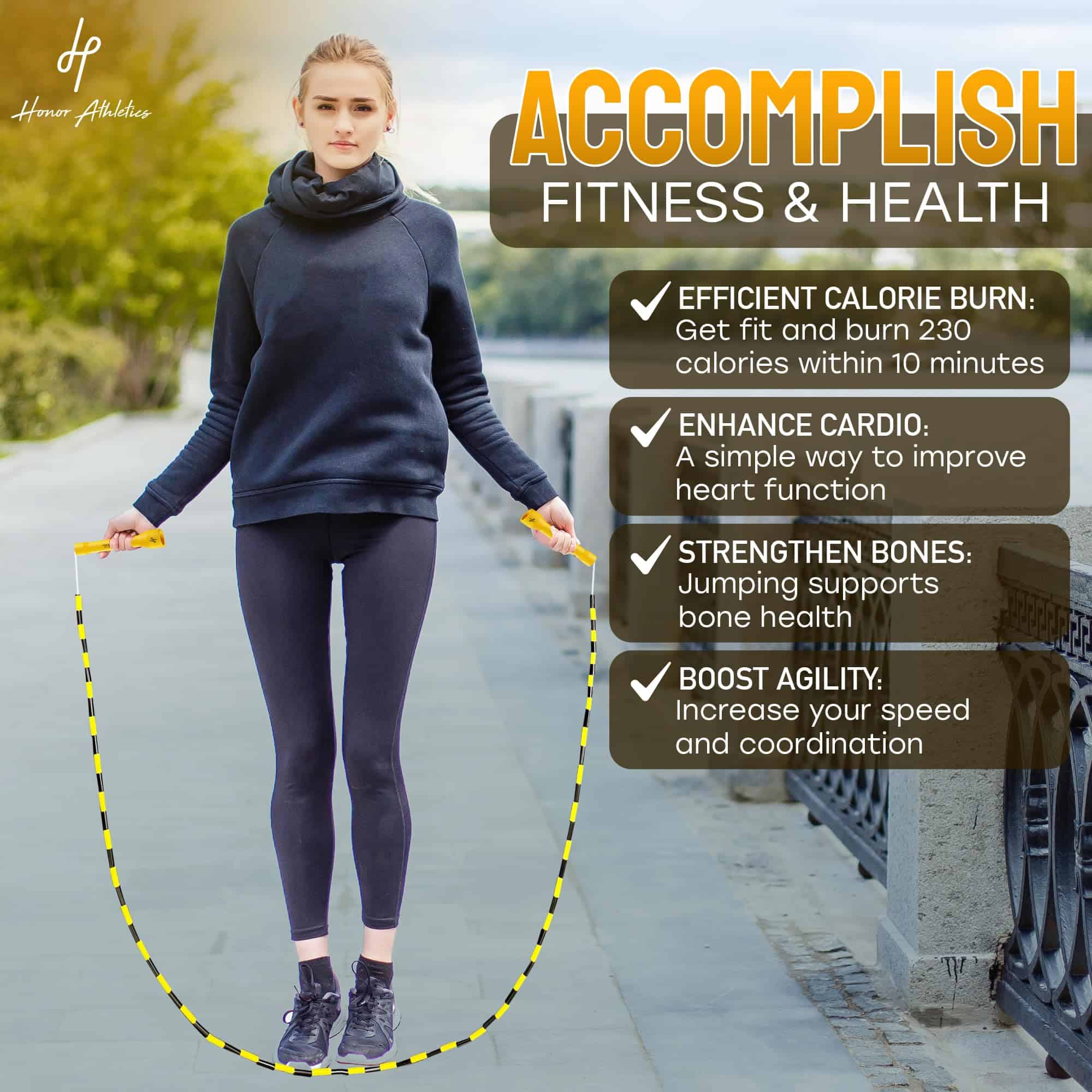 Cuerda de saltar con cuentas Honor -Negro y Amarillo - Imagen 4