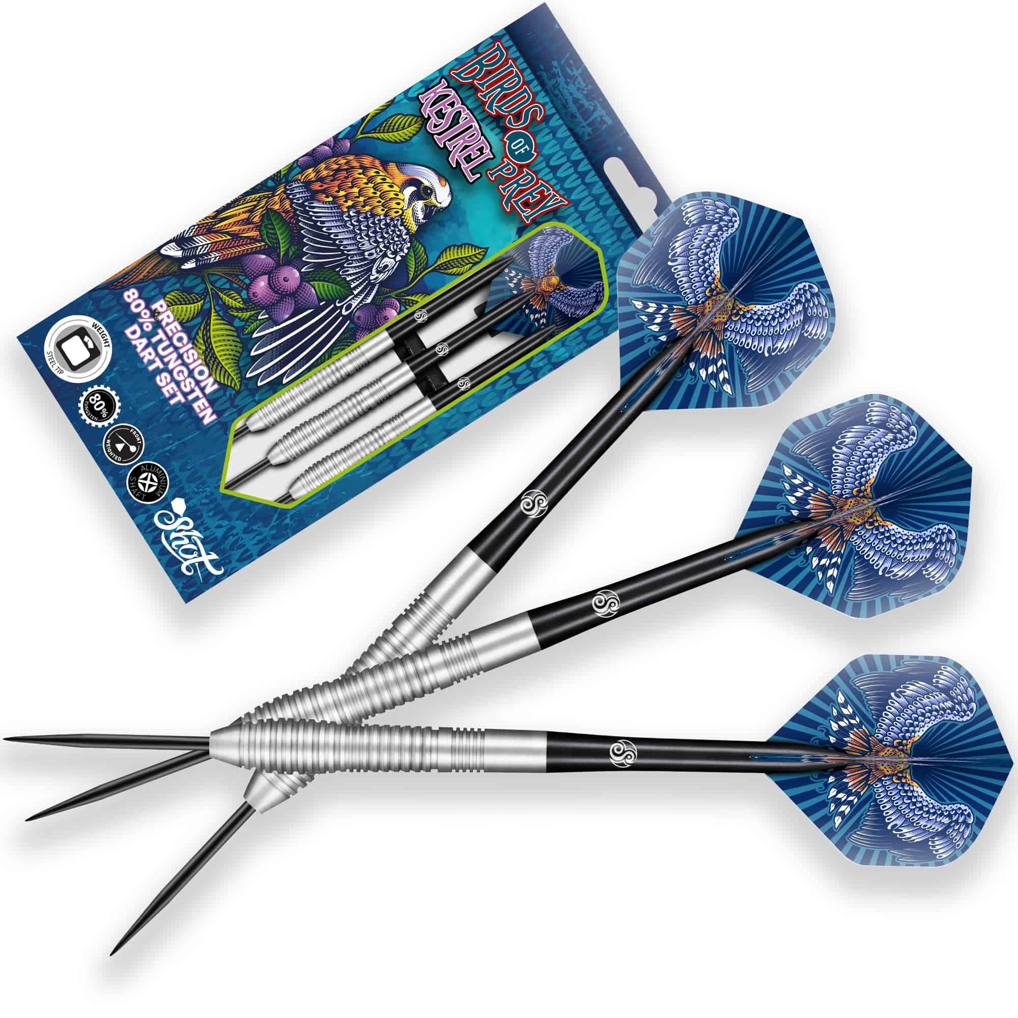 Set de Dardos con Punta de Acero Shot! Darts, Birds of Prey