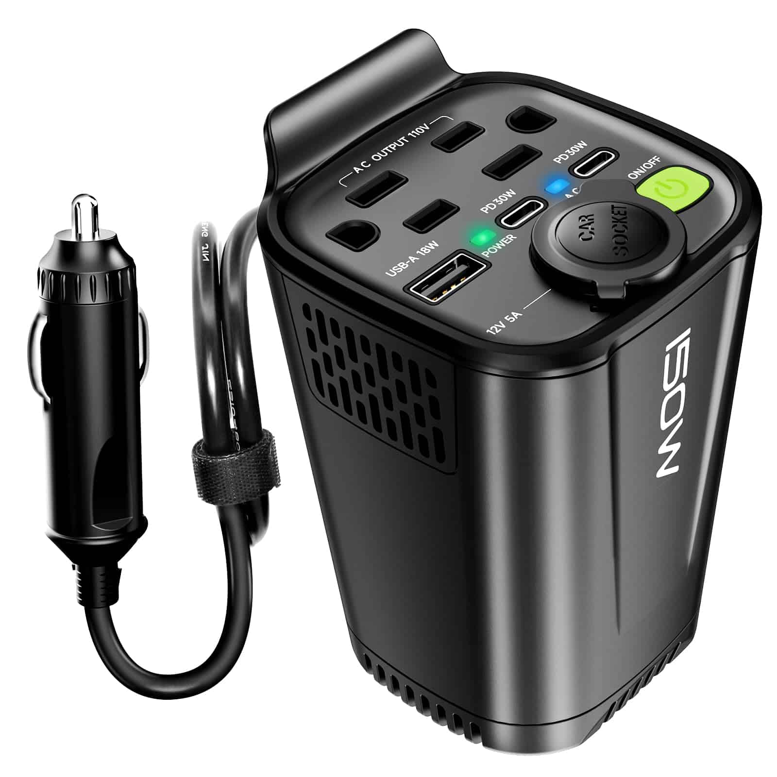 Inversor de corriente para automóvil YIXXI 150W, Adaptador