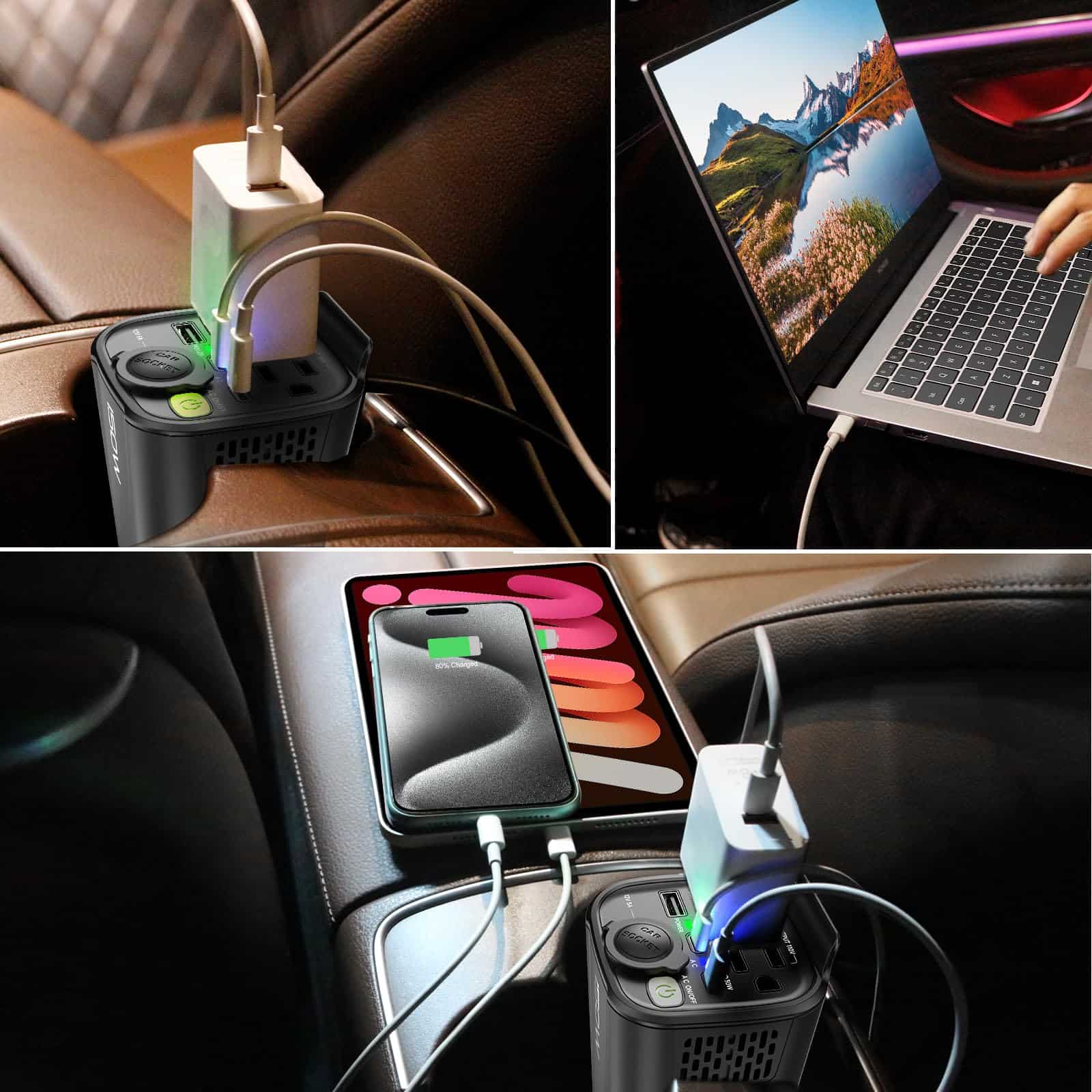 Inversor de corriente para automóvil YIXXI 150W, Adaptador - Imagen 7