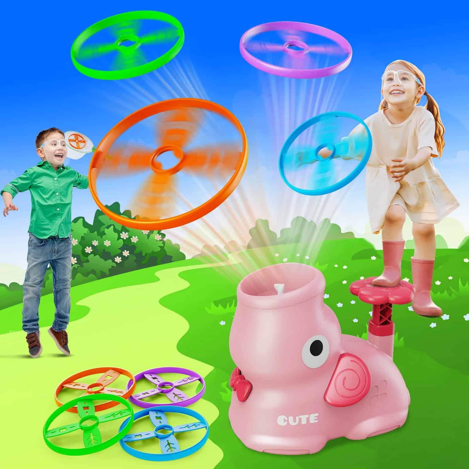 CPSYUB Outdoor Stomp Flying Disc Launcher Juguetes para