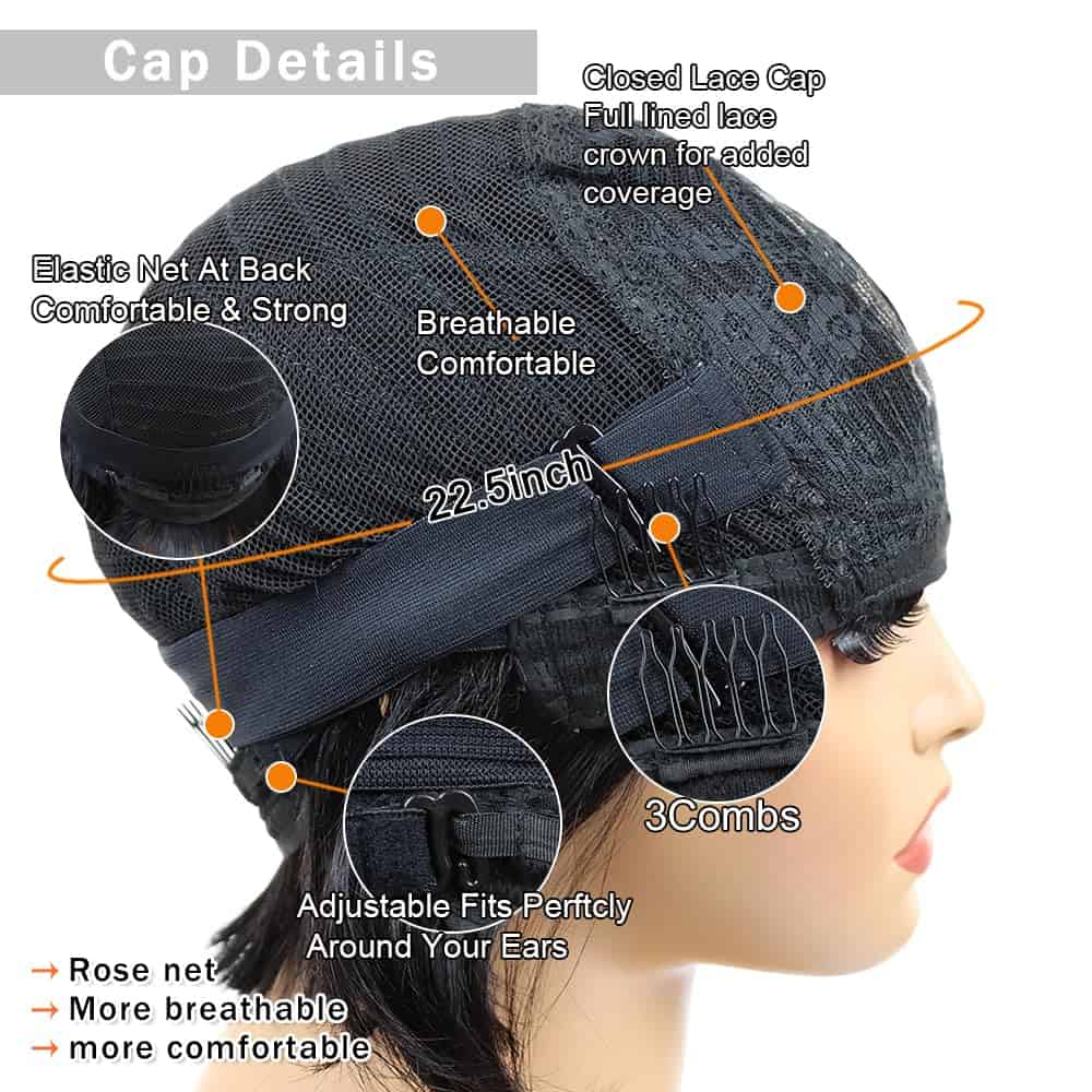 Pelucas de Bob Corto de Cabello Humano con Flequillo Recto - Imagen 6