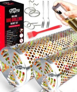 2 Rolling BBQ Grilling Basket - Canasto Para Asar a la