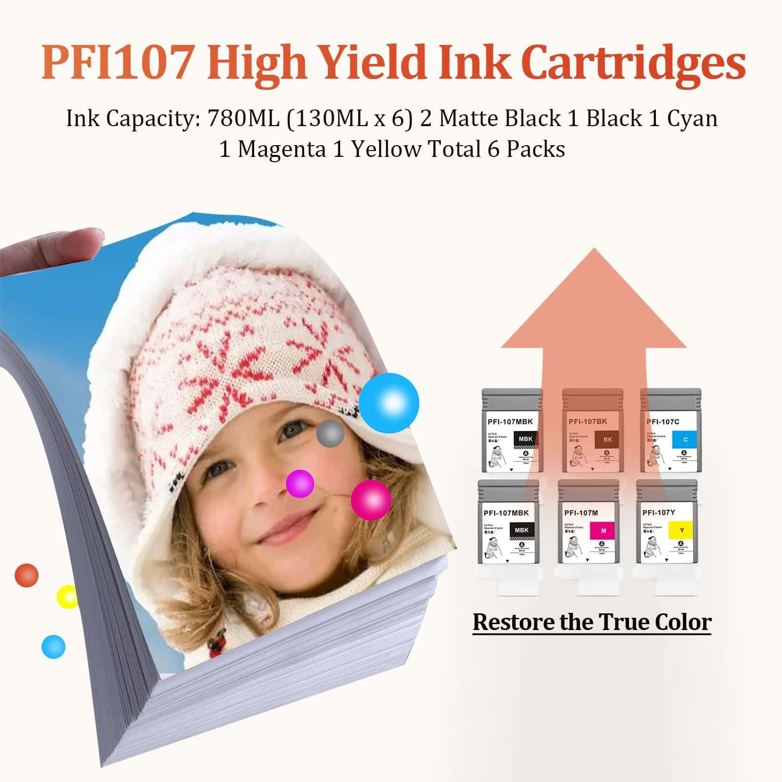 PFI-107 Cartucho de Tinta de Repuesto para Canon PFI107 - Imagen 4