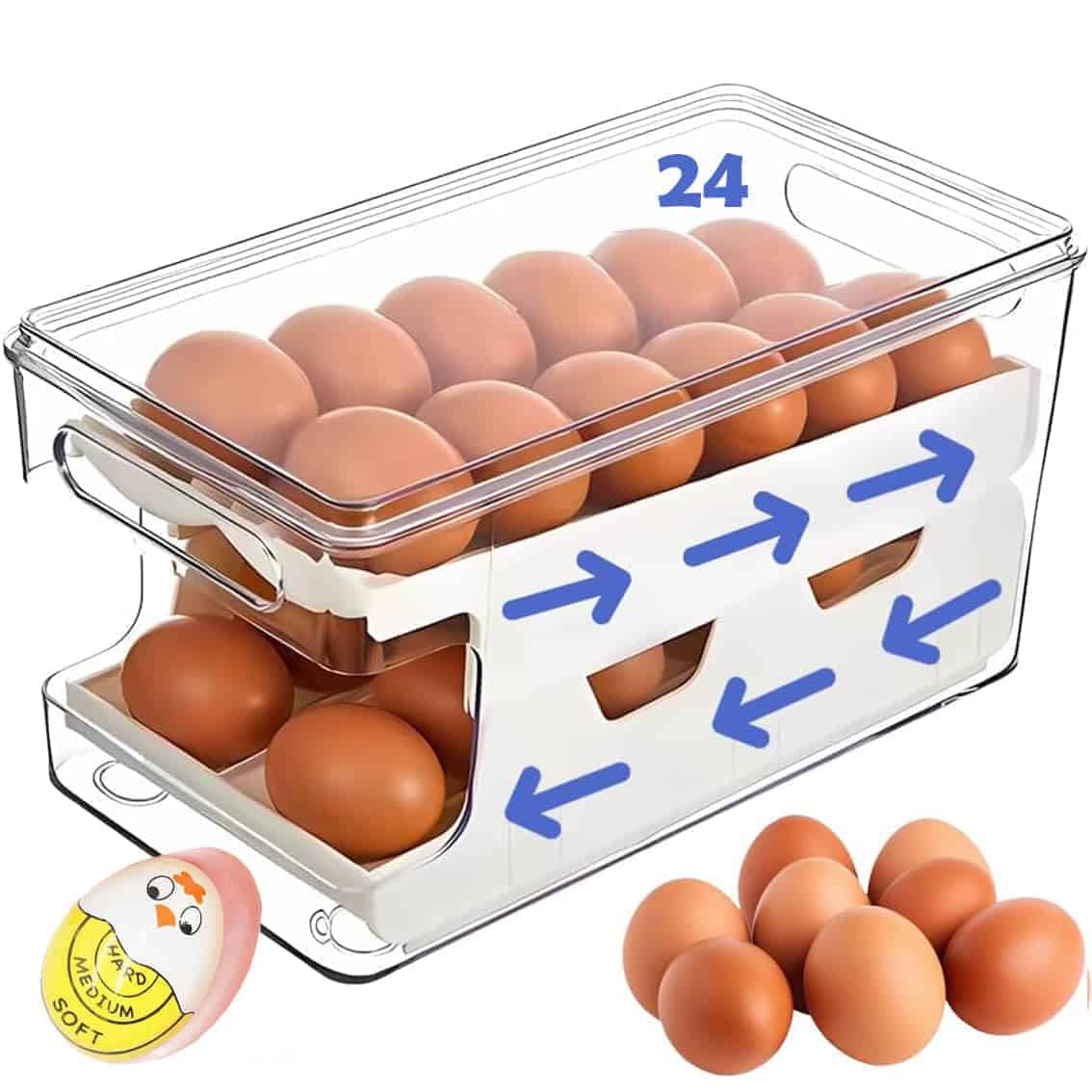Organizador de Huevos Rodante, Doble Pista 24