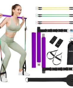 Kit de Barra de Pilates con Bandas de -Morado-75LBS