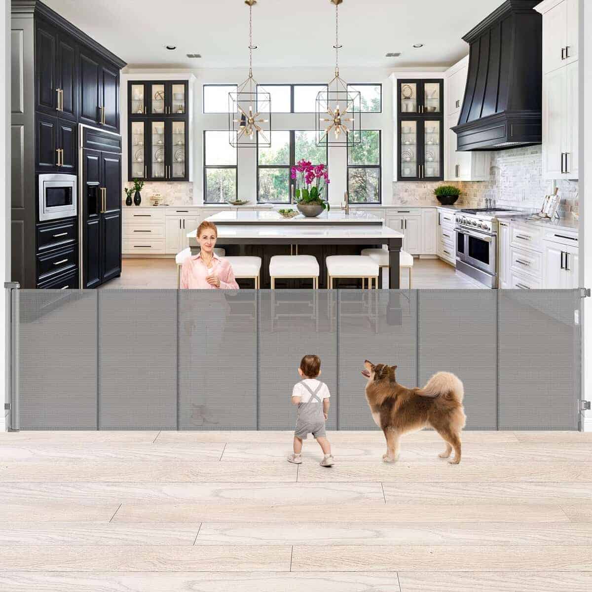 Puerta de bebé retráctil extraancho de 42" de alto x 120"