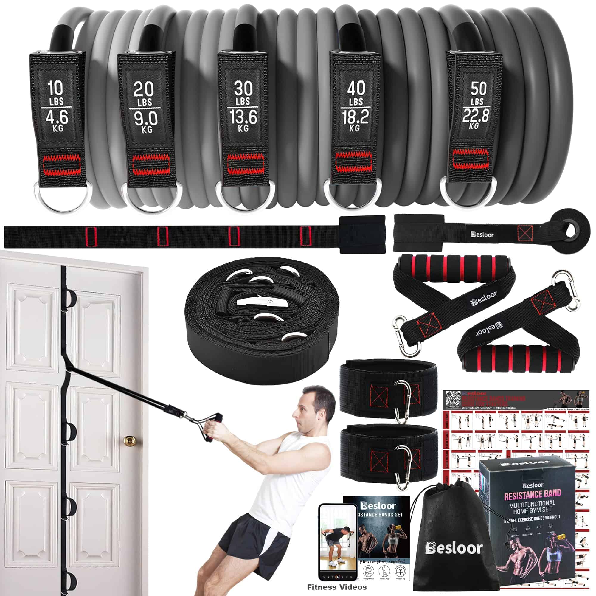 Set de Bandas de Resistencia Besloor con -Negro
