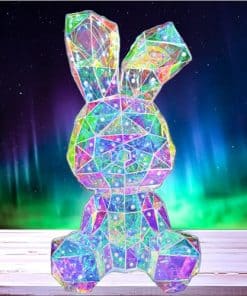 Lámpara LED nocturna de conejo holográfico arco iris en su