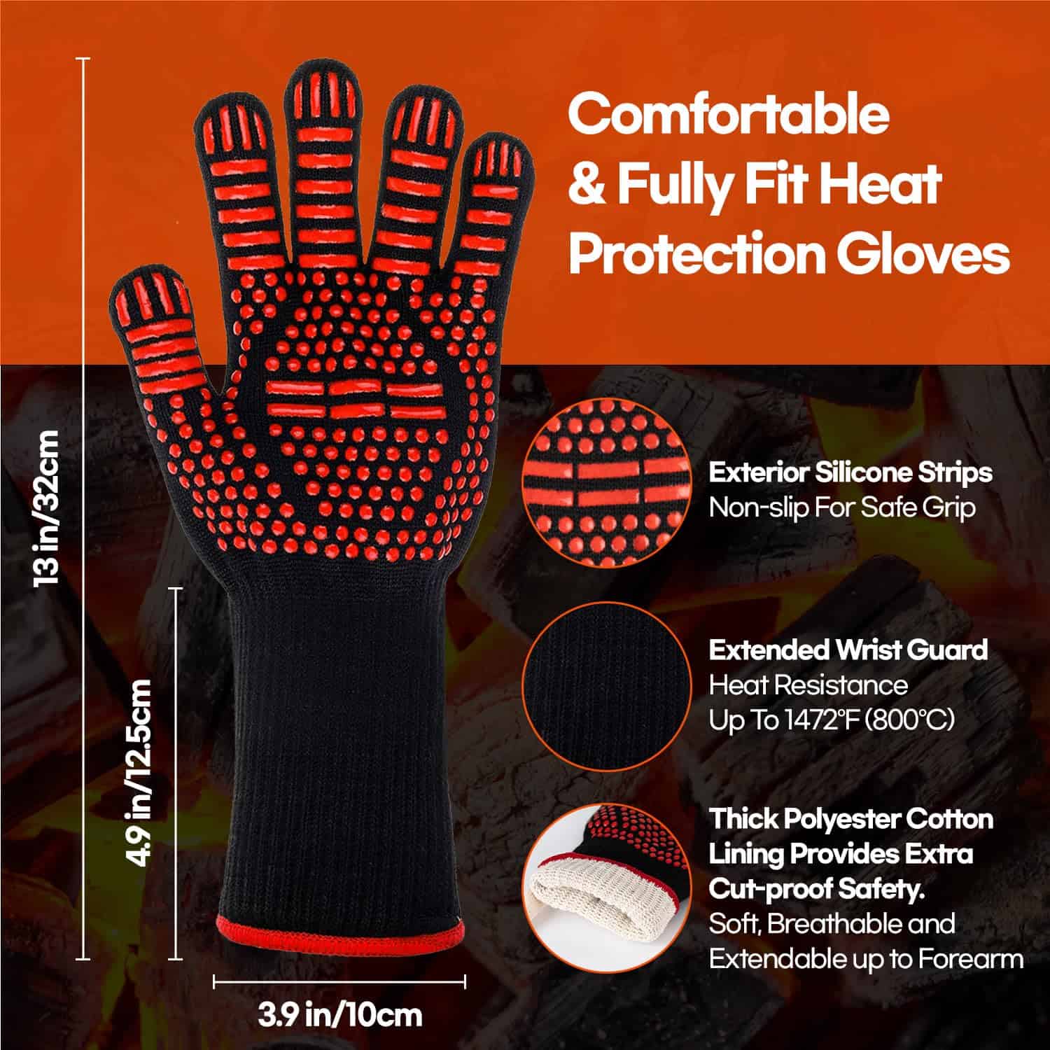 Guantes de Barbacoa Resistentes al Calor y a las Llamas - - Imagen 3