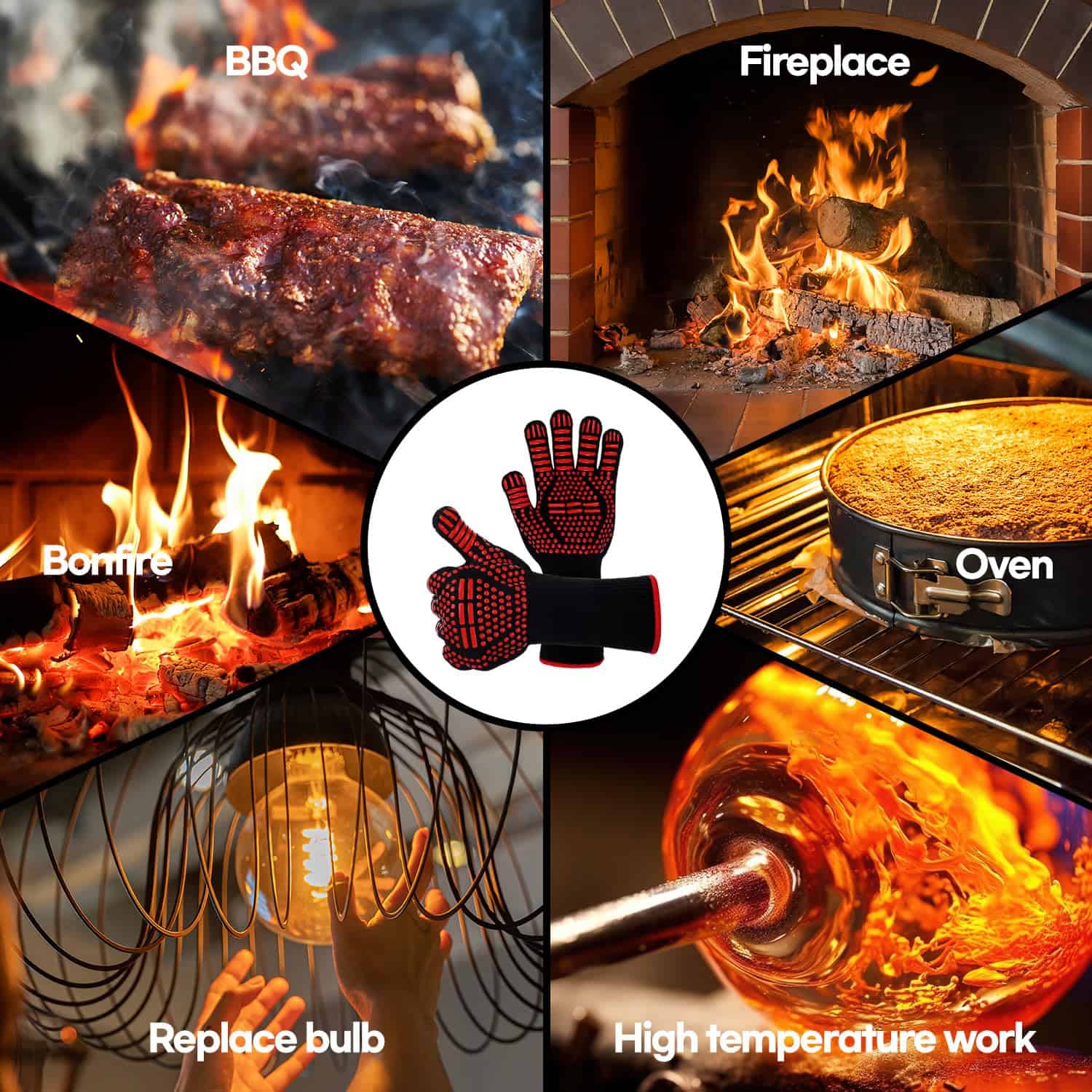 Guantes de Barbacoa Resistentes al Calor y a las Llamas - - Imagen 8