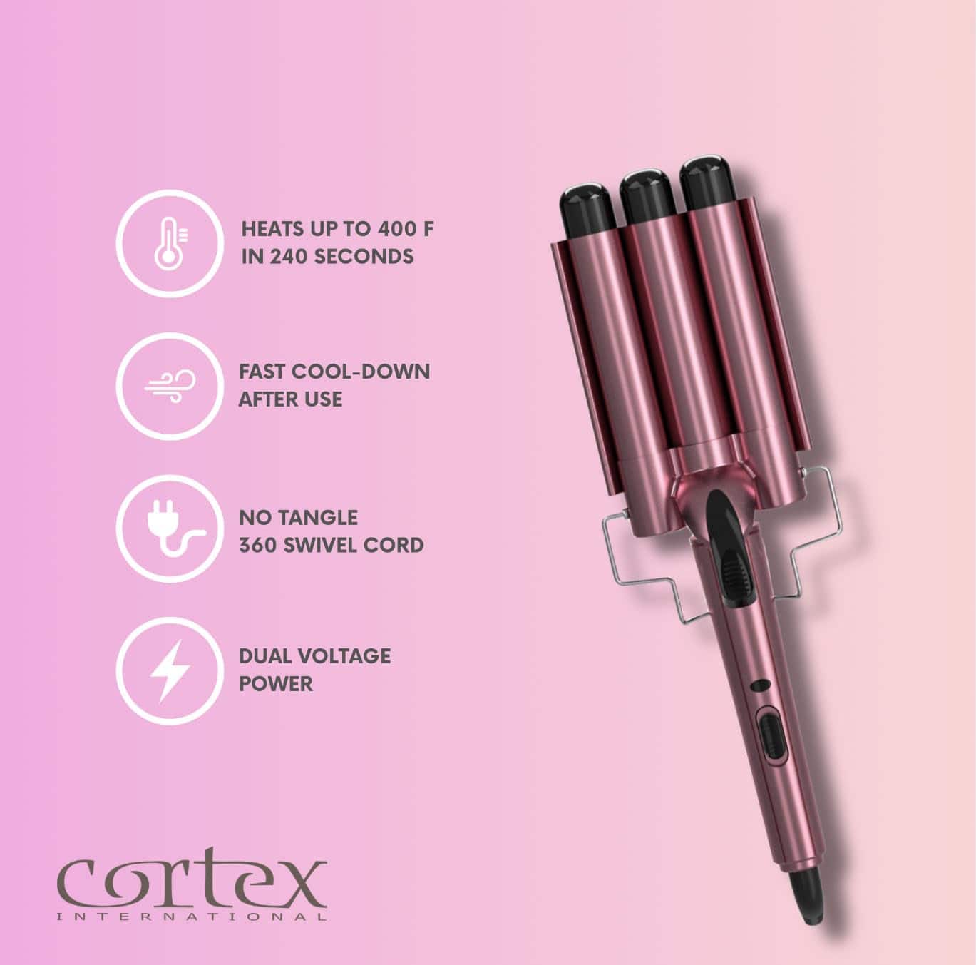 Rizador de Pelo de 3 Barriles Cortex Beauty Wave Maker - Imagen 5
