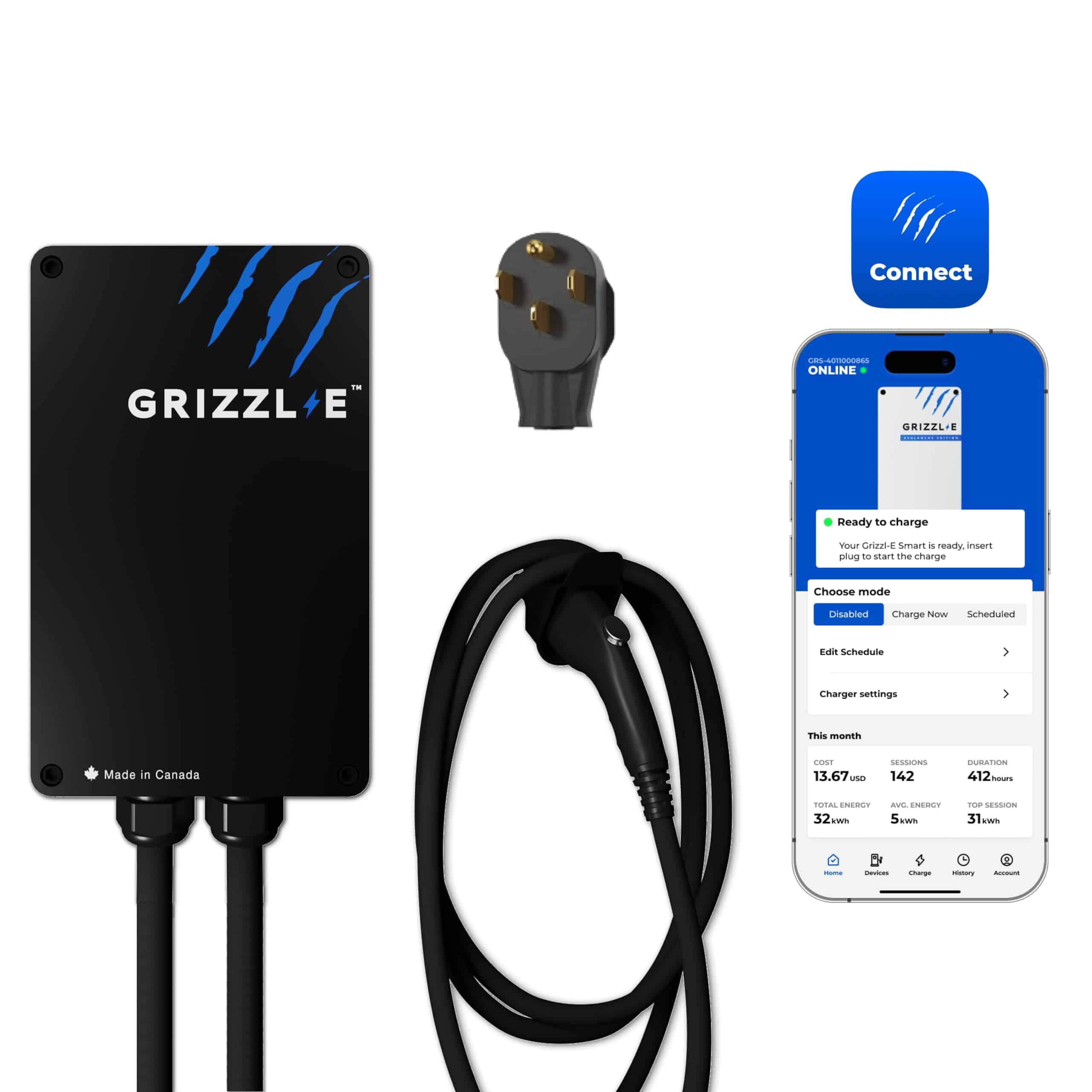 Cargador de Vehículo Eléctrico (EV) Grizzl-E -Negro
