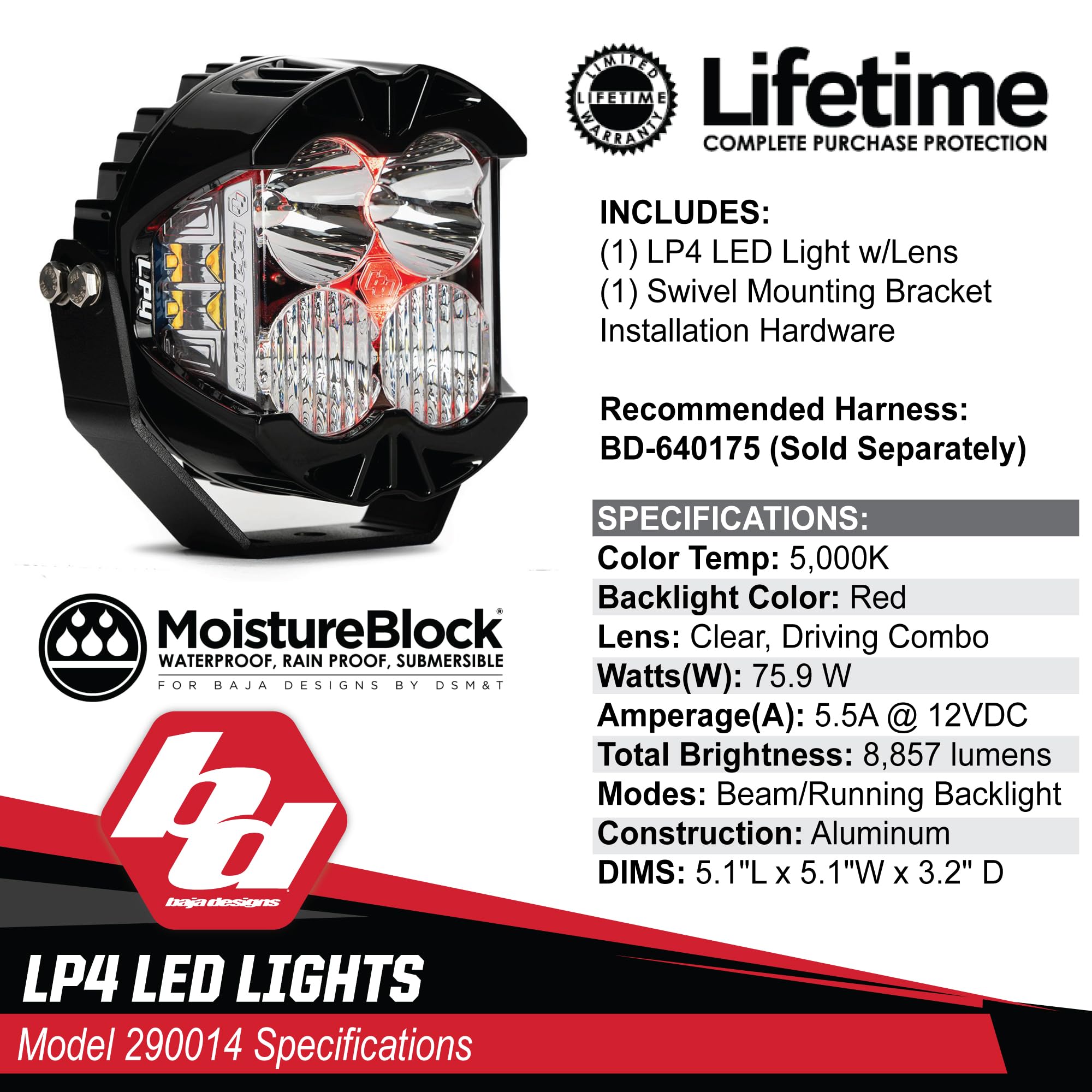 Baja Designs LP4 Pro LED Light Pod with Backlight - - Imagen 4